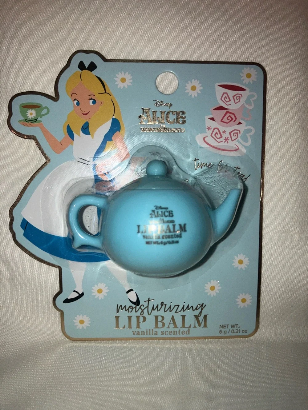 Disney Alice in Wonderland Blue Teapot Lip Balm and Chessire Cat Lip‎ Gloss Set